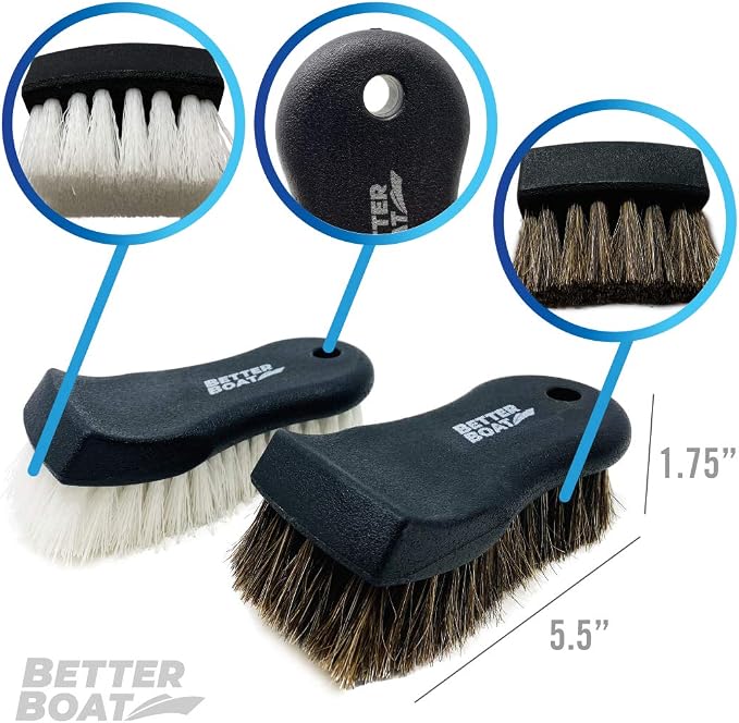 Upholstery Brush Set, Carpet and Car Cleaning Brushes, Horsehair Detailing | - Image 2