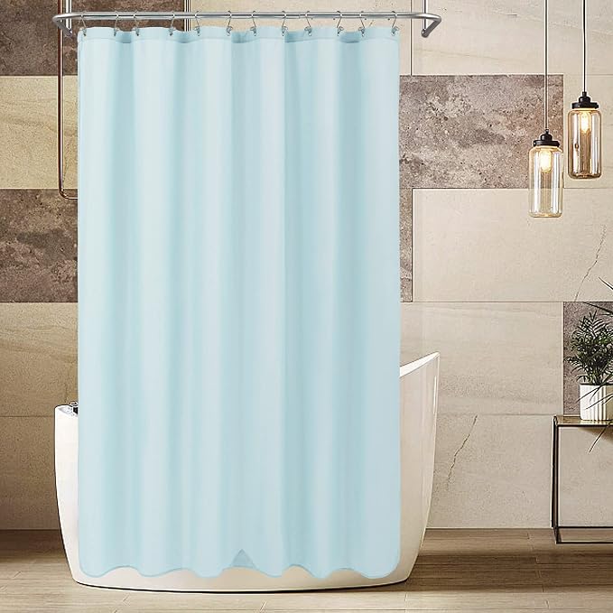 ALYVIA SPRING Extra Long Waterproof Fabric Shower Curtain Liner Blue - Image 6