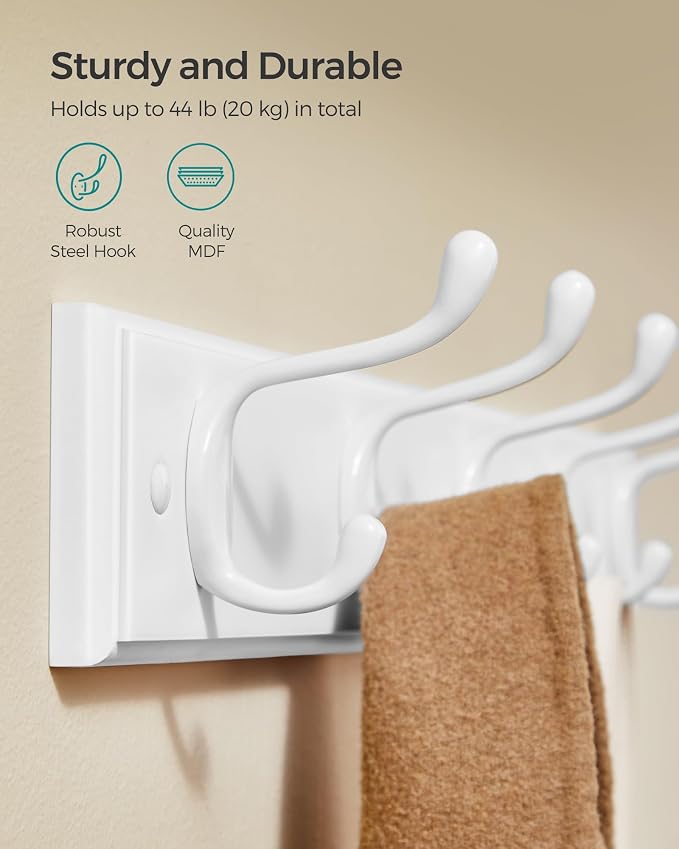 SONGMICS Wall-Mounted Coat Rack, 5 Dual Metal Hooks | - Image 4