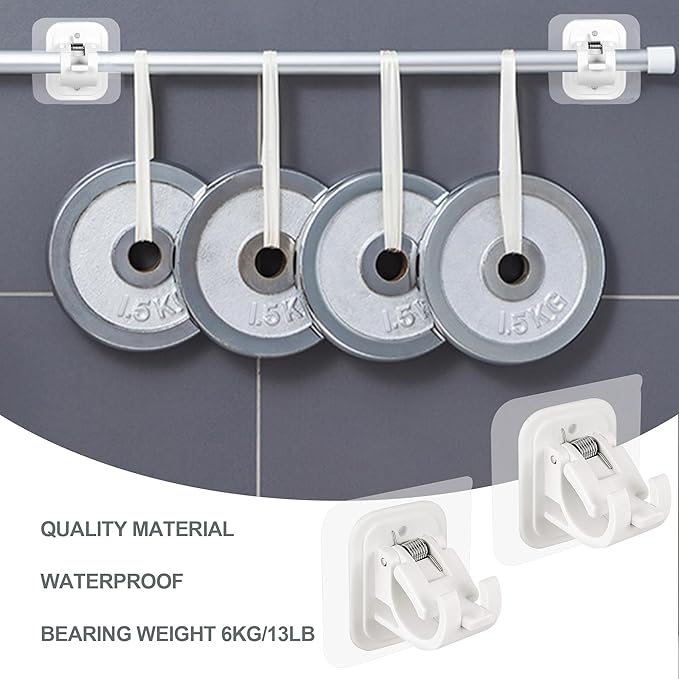 Self Adhesive No Drill Adjustable Curtain Rod Holder Hooks Brackets | Nail Free - Image 3