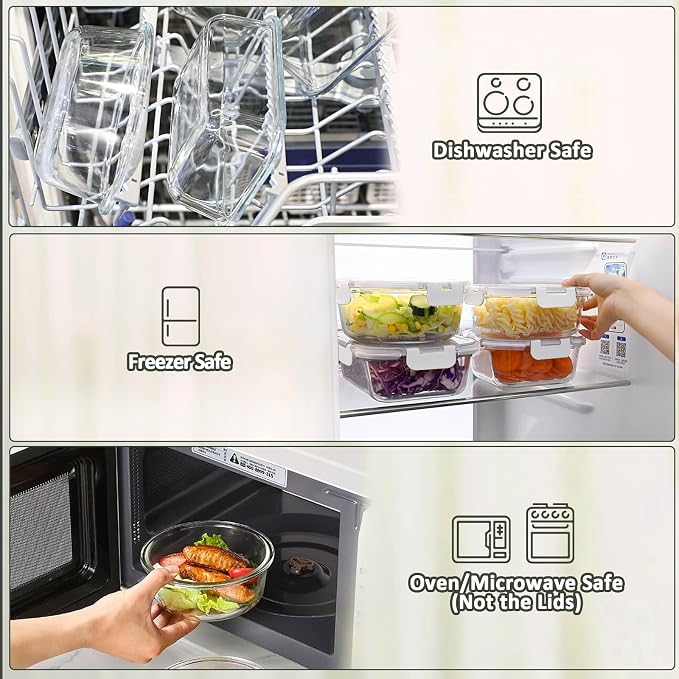 M MCIRCO 30 Piece Extra Large Glass Food Storage Containers - Image 4