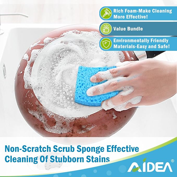 AIDEA Sponges Kitchen-120Count, Non Scratch Scrub Sponge, Dish Sponges | - Image 4