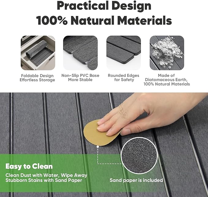 Stone Drying Mat for Kitchen Counter, Quick Diatomaceous Earth Mats for Dishes - Image 2
