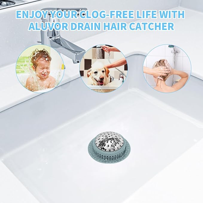 Aluvor Bathtub Drain Hair Catcher Shower Drain Cover Sink Drain Protector | - Image 6