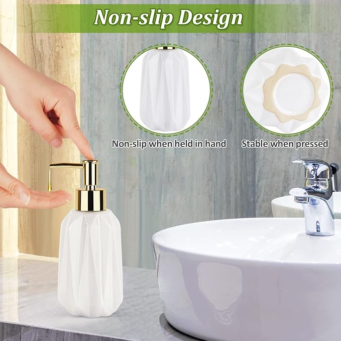 14OZ Hand Soap Dispenser for Bathroom and Kitchen, Ceramic | Refillable Hand - Image 4