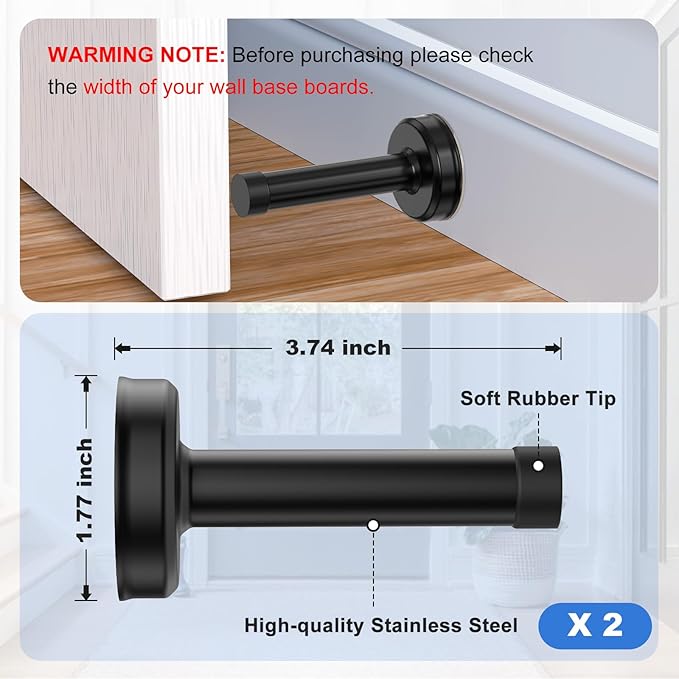 2 Pack Door Stoppers, No Drilling Wall Protection - Image 3