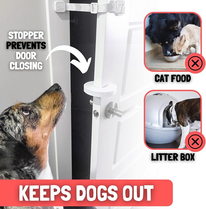 Door Buddy Cat Door Latch & Stopper. Adjustable Dog Proof Door Strap - Image 3