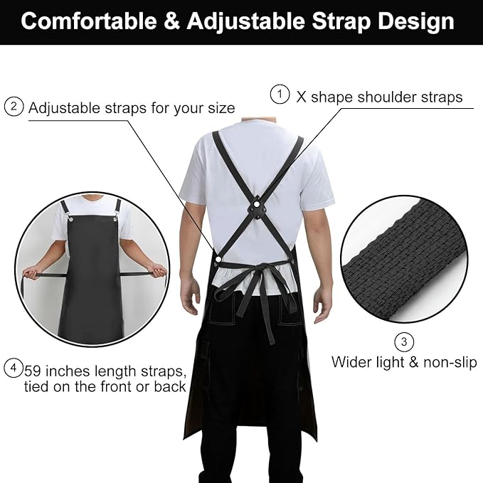Waterproof Apron 2-Pack - 43" Heavy Duty Chemical Resistant with X-Straps - for Dishwashing, Butchering, Lab Work, Pet Grooming