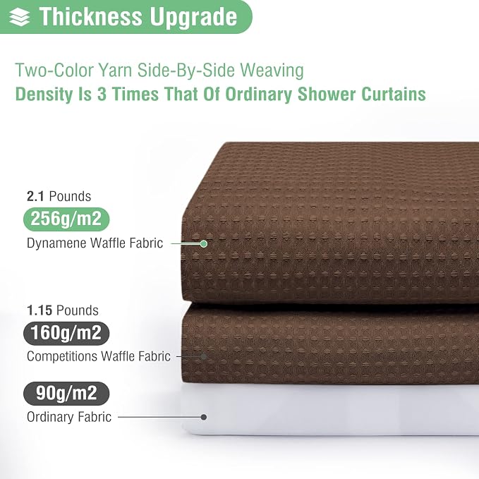 Dynamene Stall Waffle Shower Curtain 256 GSM Heavy Fabric 60x72 Brown - Image 2