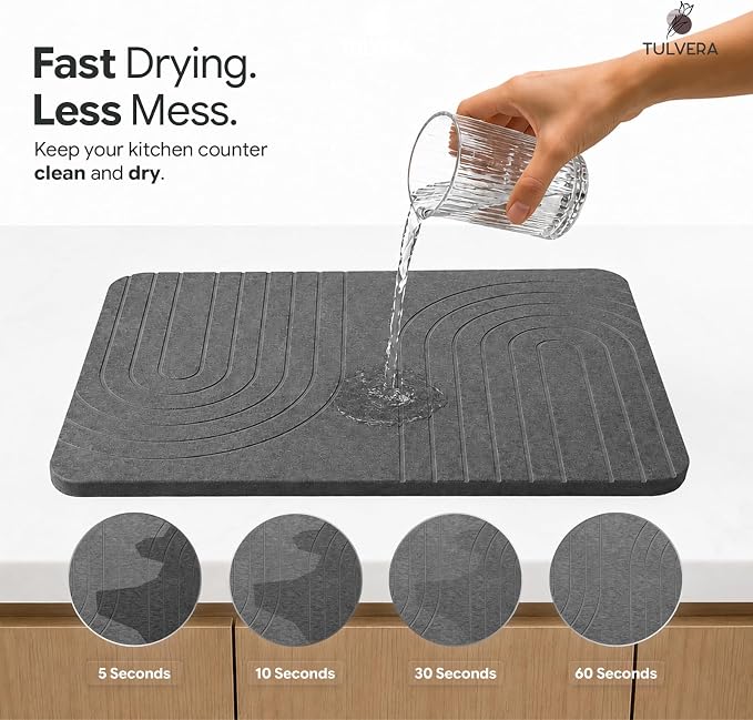 Stone Dish Drying Mat for Kitchen Counter – Diatomaceous Earth Drying Mat | - Image 3