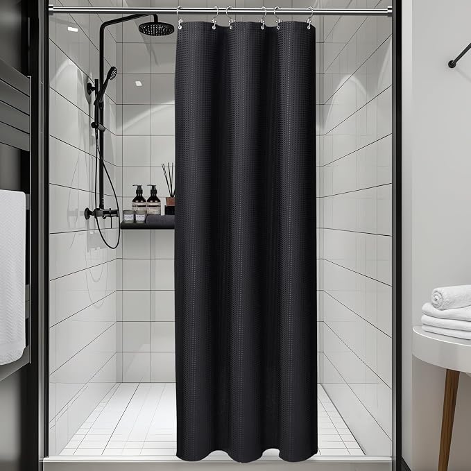 Vipfree 3 in 1 Shower Curtain Set, Waffle Shower Curtain and Liner Set by Vipfree