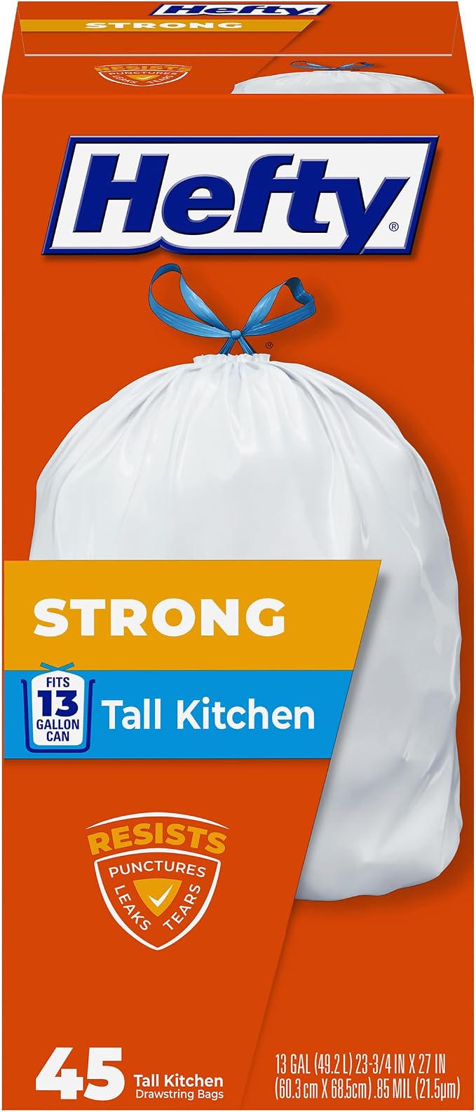 Hefty Strong 13G Tall Kitchen Trash Bags, 45ct | 13 Gallon Trash Bags by Hefty
