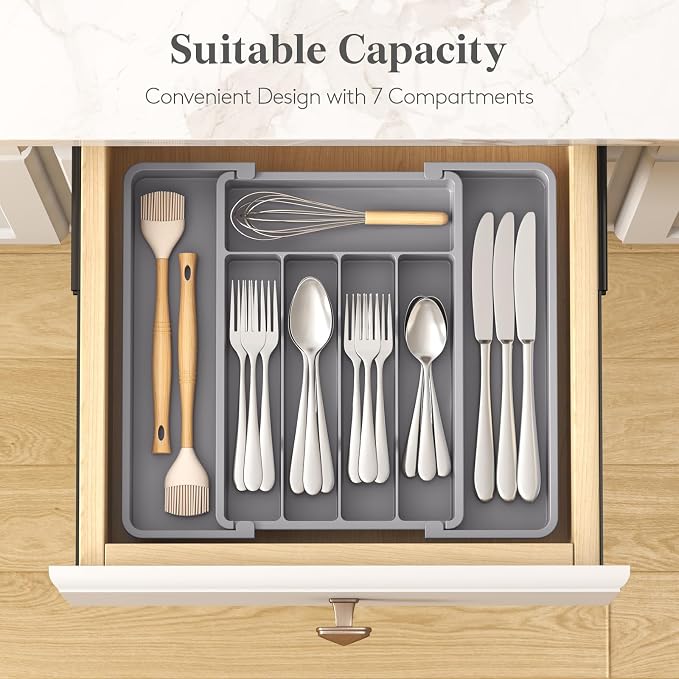 Lifewit Expandable Silverware Drawer Organizer, Kitchen Utensil Tray | BPA-free - Image 3