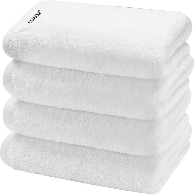 SEMAXE 4-Pack White Cotton Hand Towels by SEMAXE