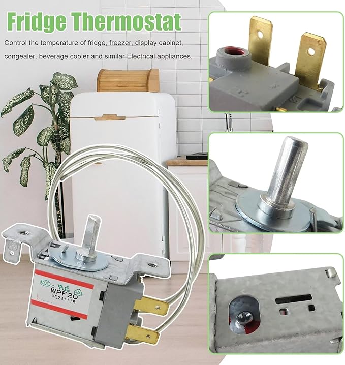 Mini Fridge Thermostat Universal WPF-20 Freezer Thermostat Controller Compatible for wpf16 and wpf18, Control Temperature of Fridge, Freezer, Display Cabinet, Congealer, Beverage Cooler