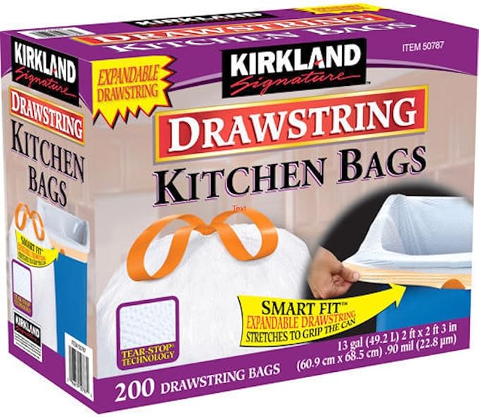 Kirkland Signature 13 Gallon 200 Ct Carton 100% recyclable Heavy Duty by KIRKLAND