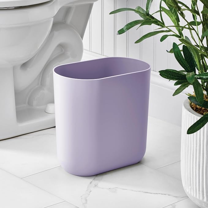 iDesign Small Slim Plastic Bathroom Trash Can - Image 3