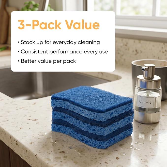 Kitchen Sponges for Washing Dishes, Non-Scratch Cellulose Dish Scrub Sponges - Image 3