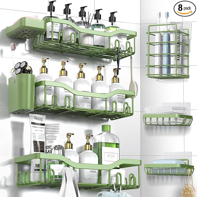 NESOMI Shower Caddy Adhesive Shower Organizer 8-Pack, Rustproof Stainless Steel by OrganizeYourHomeEssentials