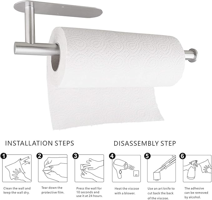 Paper Towel Holders for Kitchen, Paper Towels Bulk- Self-Adhesive Under Cabinet - Image 6