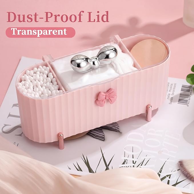 Hushee Coquette Makeup Organizer 3 Compartment Cotton Pad Compatible - Image 2