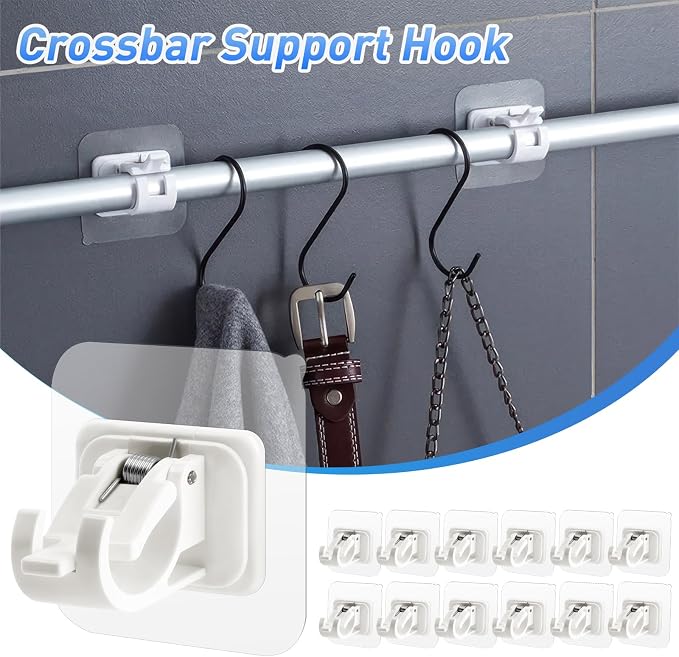 12 Pack Self Adhesive Curtain Rod Holder, No Drill Curtain Rod Brackets - Image 4