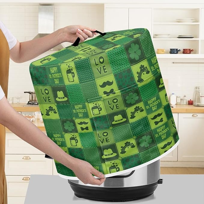 Green Hat Floral Print Kitchen Appliance Cover,St. Patrick's Day Theme Pressure Cooker Cover 3 Quart Dust Cover for Air fryer/Rice Cooker/Oven/Toaster/Stand Mixer/Steamer