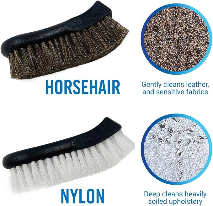 Upholstery Brush Set, Carpet and Car Cleaning Brushes, Horsehair Detailing | - Image 4
