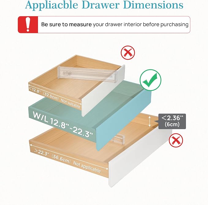 Vtopmart 2.36" Short Upgrade Drawer Dividers 12.8"-22.3" Expandable 12 Pack | - Image 3
