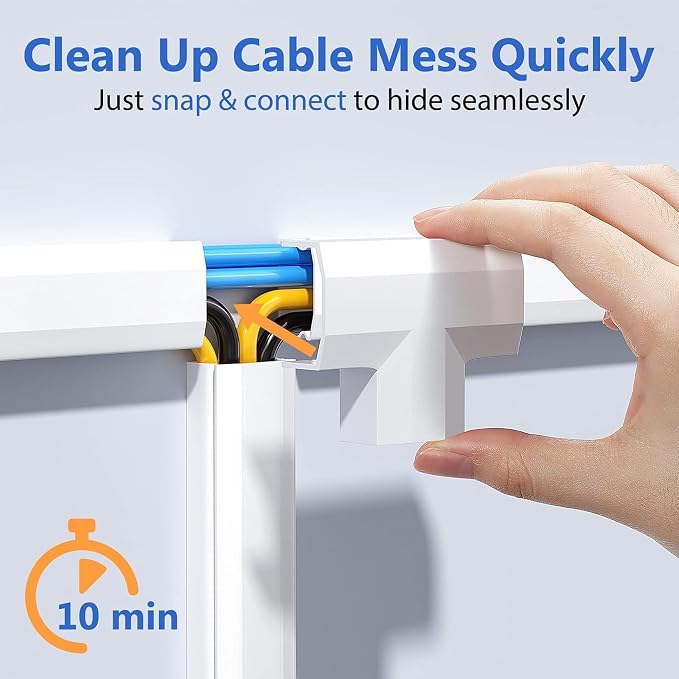 Yecaye TV Cord Hider Wall Mounted, 236in Cord Cover, W0.98in H0.51in, Cable - Image 4