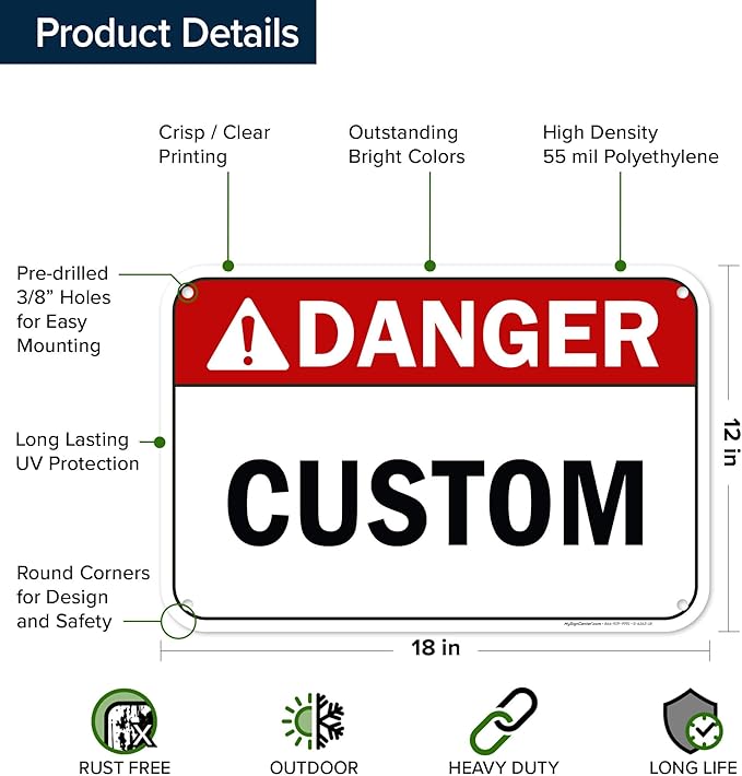Custom Fire Equipment Sign, Ansi Sign, Osha Compliant, 12x18 Inches, 55 mil thick HDPE (high density polyethylene), Made in USA by My Sign Center