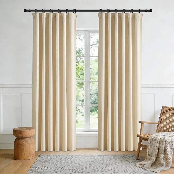 Room Divider Blackout Curtain Track Curtains Wall Dividers Panels Screen for Living Rooms Bedroom Office Privacy Partition Separation, W52 × L108 Inch,1 Panel, Beige