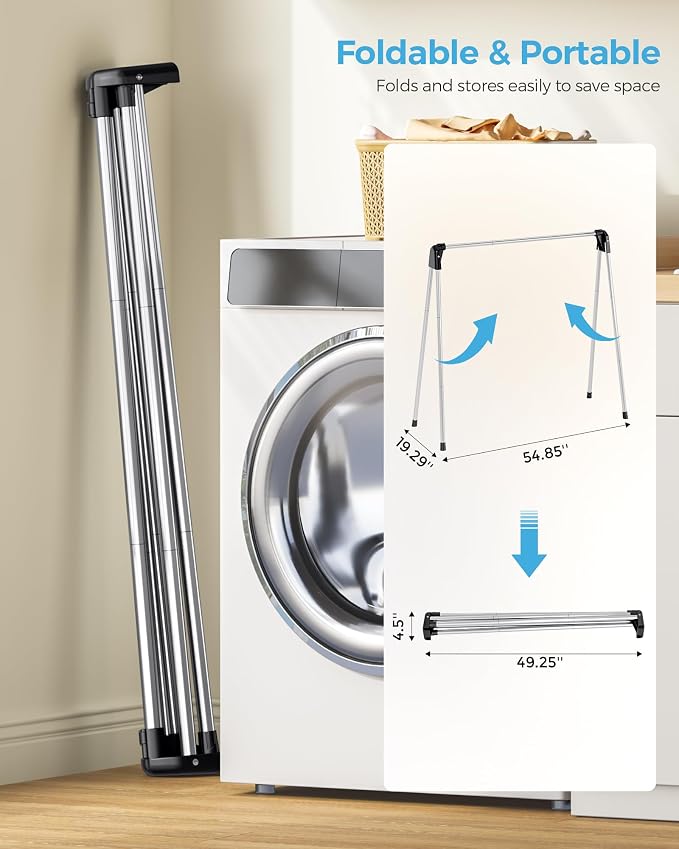 Clothes Drying Rack Foldable, Portable Clothes Airer, Folds Flat to Storage - Image 5