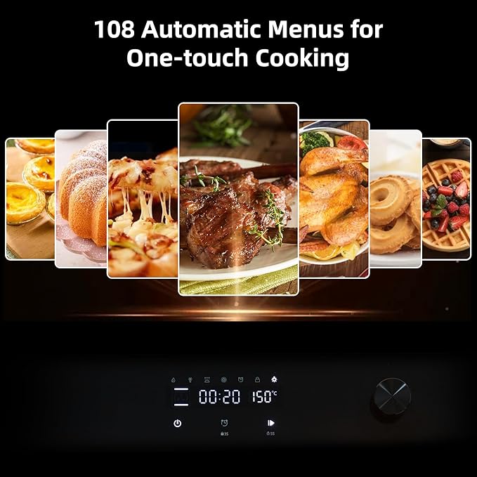 24 Inch Built-in Electric Single Wall Oven,2.5Cu.ft. Stainless Steel Convection Oven with 8 Cooking Functions, Touch Control, Timer, Convection Fan and Safety Lock, 3000W, Black