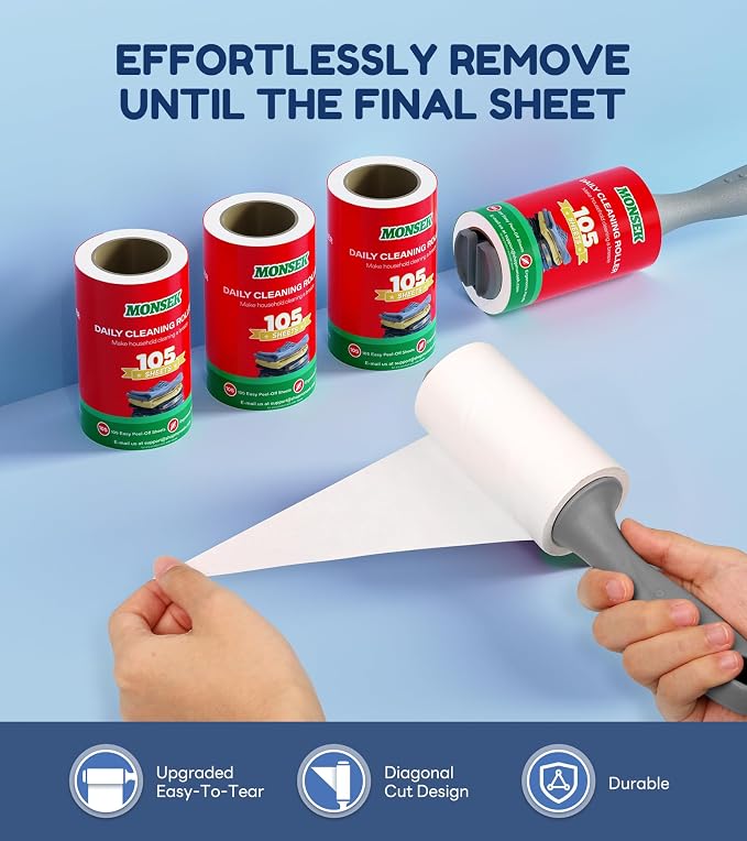 MONSEK 4X Extra Sticky Lint Roller - Image 4
