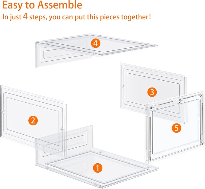 HOMIDEC Shoe Storage, 6 Pack Shoe Organizer Clear Hard Plastic Shoe Box - Image 6