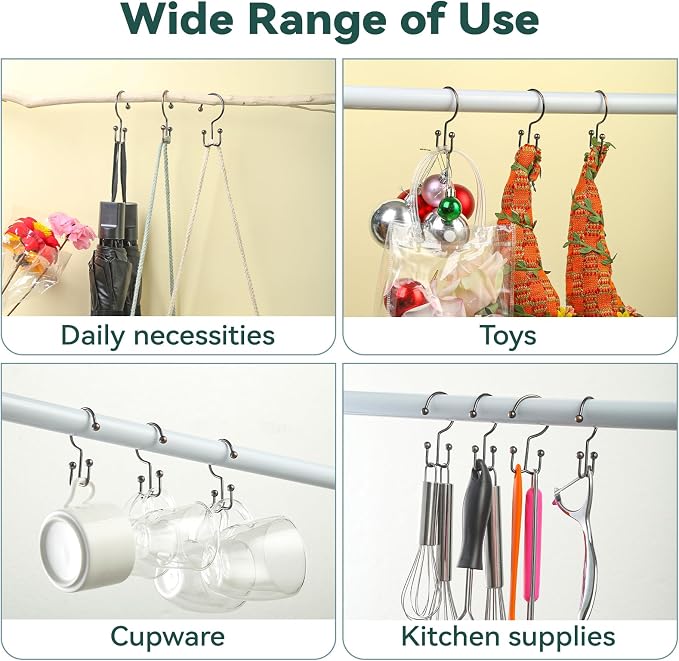 Shower Curtain Hooks, Durable Shower Curtain Rings Rust Proof, Double Glide - Image 7