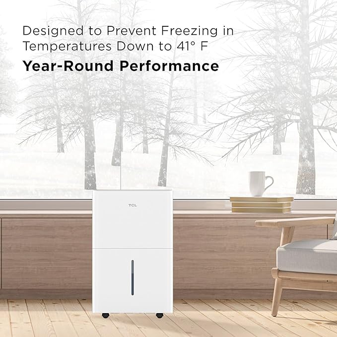 TCL 3000 Sq. Ft. Smart Dehumidifier, Energy Star Most Efficient, Ultra-Compact, 32 Pints Per Day, for Whole House, Basement, Bathroom & Bedroom, Works with Alexa/Google Assistant