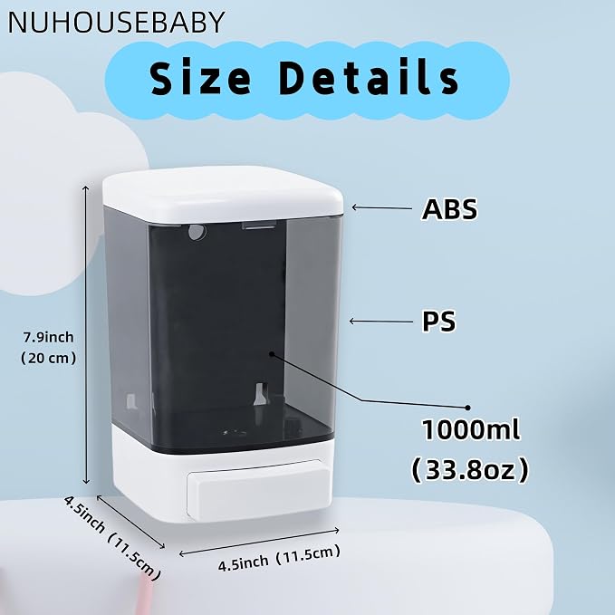Manual Soap Dispenser Wall Mounted 33.8oz Bathroom Commercial | Durable ABS - Image 5