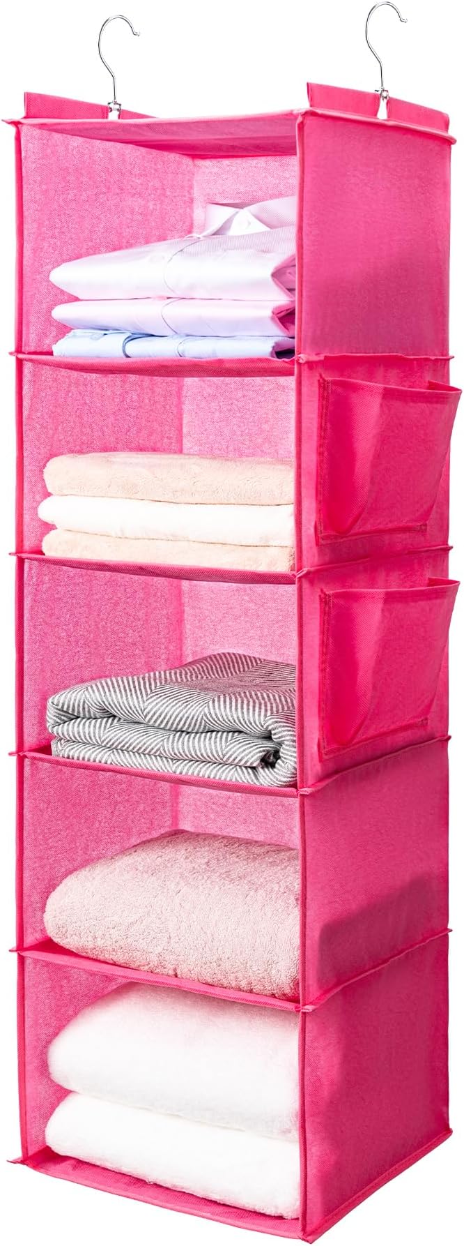 BOOMIBOO Hanging Closet Organize and Shelves, 5-Hanging Shelf（Pink） | by BOOMIBOO