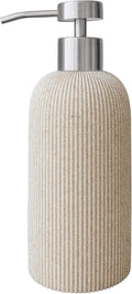 Sand Beige Soap Dispenser with Stainless Steel Pump, 11oz | Luxury Farmhouse by LUNESTELLA