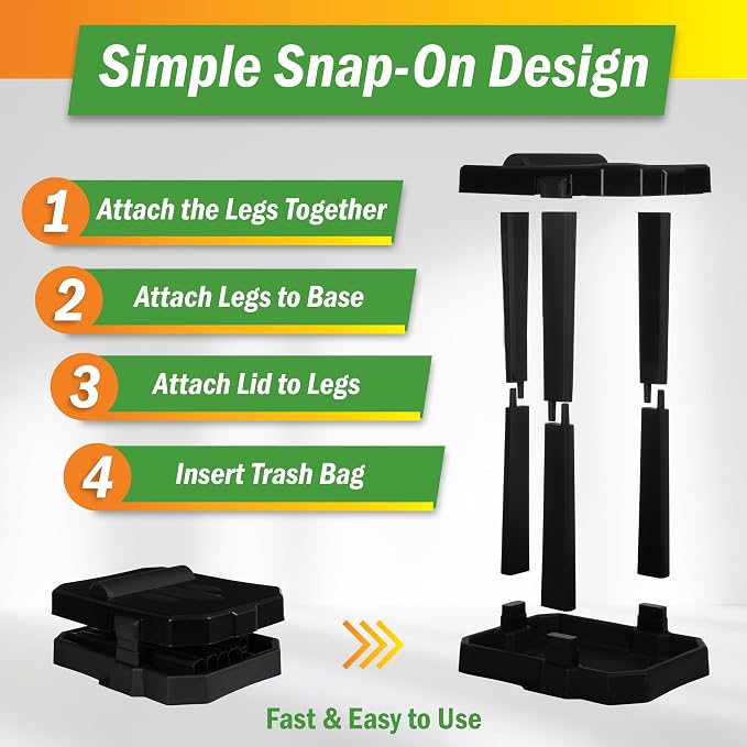 Wakeman Heavy Duty Black Trash Bag Portable Trash Bag Holder Stand - Image 4