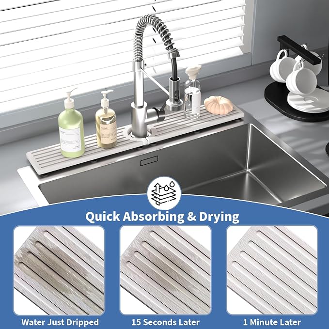 Kitchen Faucet Mat, Diatomite Sink Faucet Mat Splash Guard - Image 5