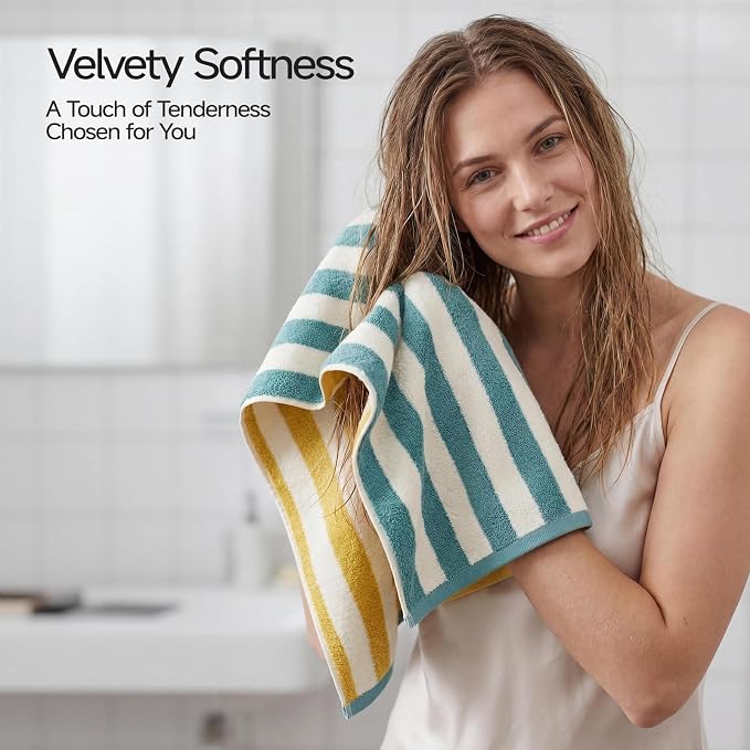 REDKISS Striped Hand Towels for Bathroom, Kitchen Decor, Guest Use, Ultra Soft - Image 2