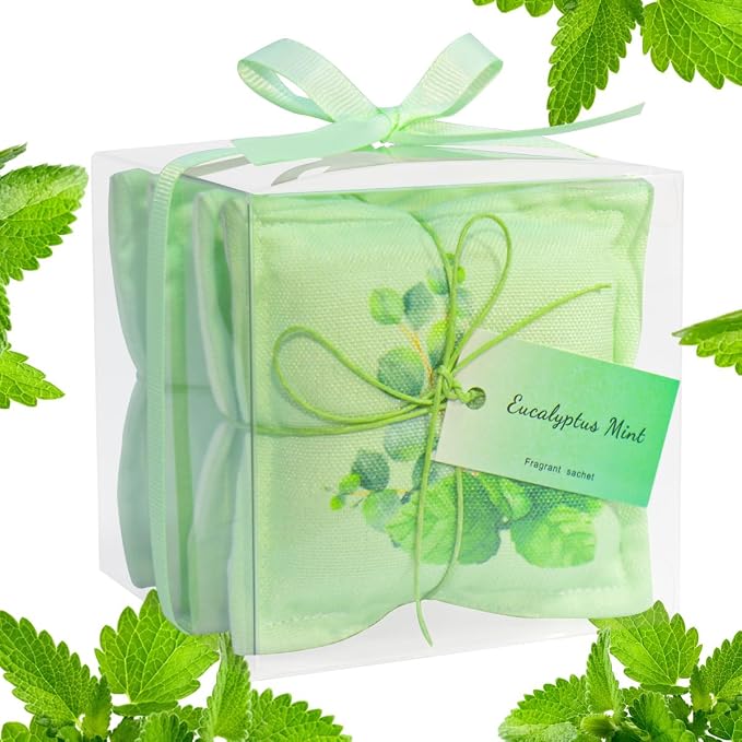 AUCUDA 4 Pack Mint Sachet Bags for Drawers and Closets, Scented Packets by Aucuda