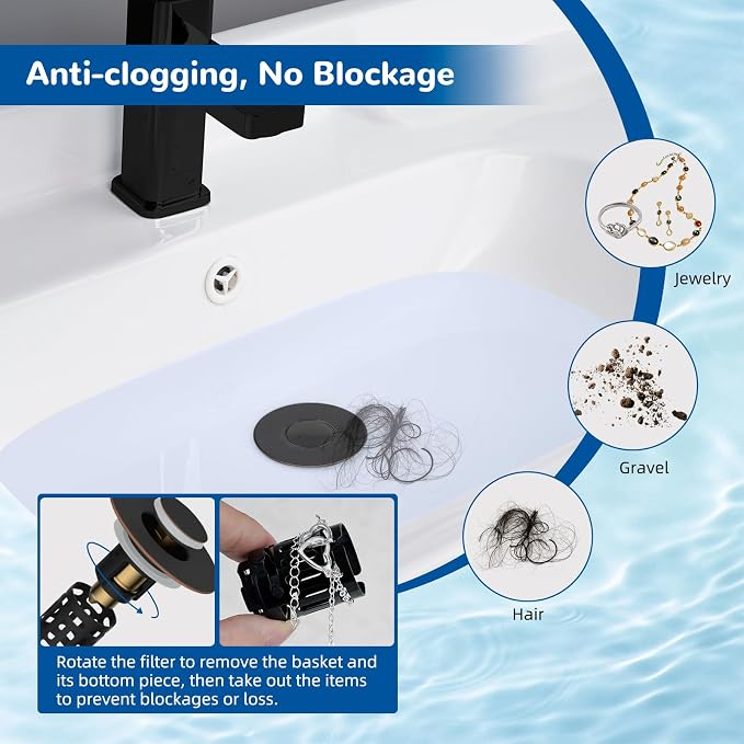 Hibbent Upgraded 3 in 1 Bathroom Sink Drain Strainer, Pop Up Stopper | - Image 2