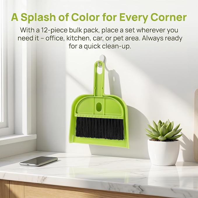 Healifty 12 Pack Mini Broom and Dustpan Set - Image 3