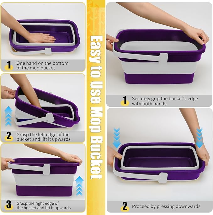 Collapsible Bucket with Handle for Mop Windows Cleaning, 3 Gallon - Image 7