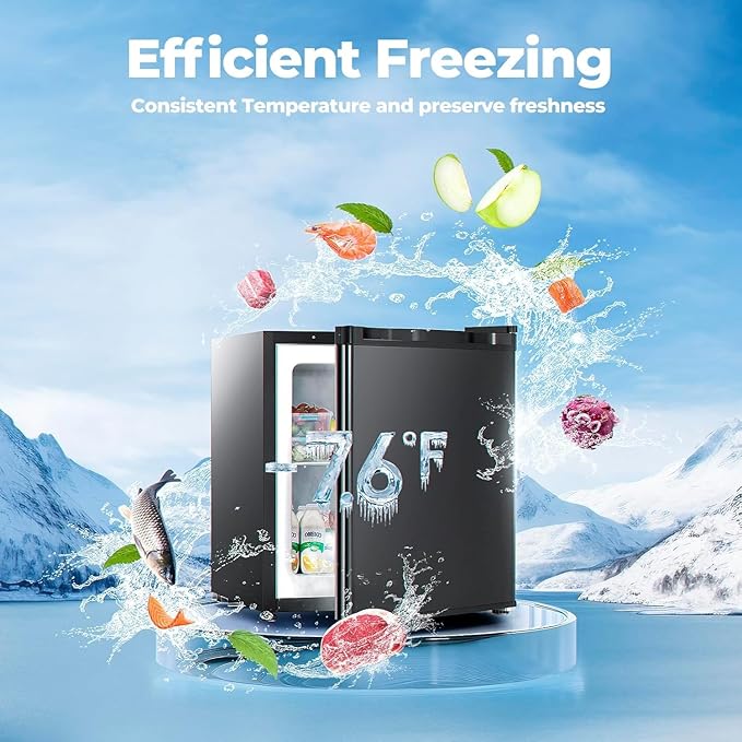 1.1 Cu.ft Small Freezer, Mini Upright Freezer with 7 Adjustable Thermostat, Removable Shelves, Reversible Single Door, for Bedroom/Home/Dorms/Apartment (Black)