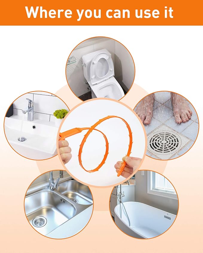 6 Pack 25 Inch Drain Snake Hair Clog Remover Tool, Flexible Sink Drain Cleaner - Image 7